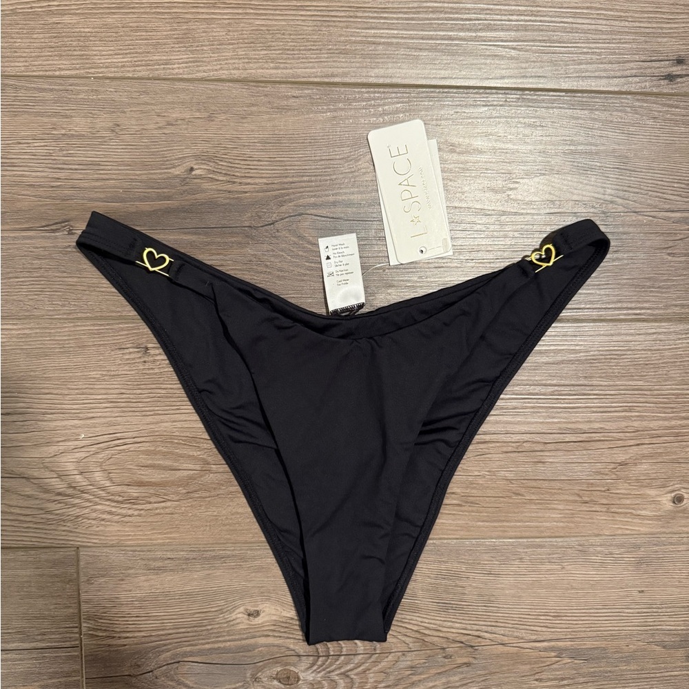 NWT - Black Bikini Bottom with Gold Heart Accents